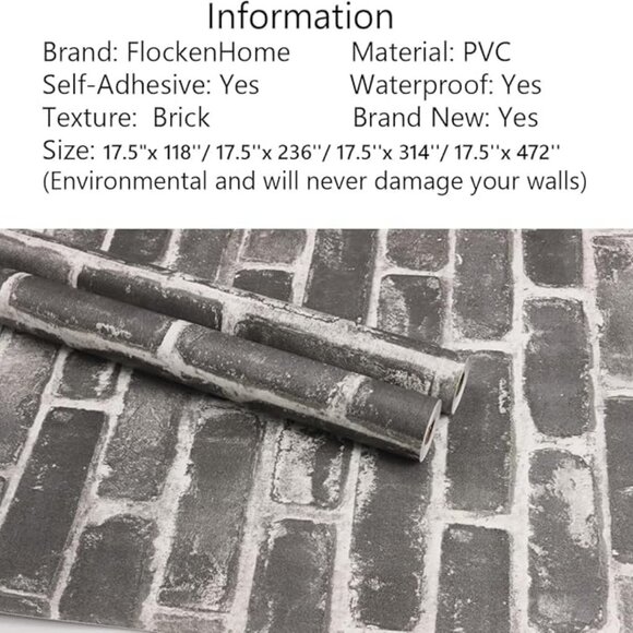 Vintage Grey Brick Wallpaper 2x Rolls - Picture 6 of 6